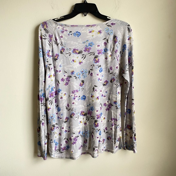 J. JILL Thermal Shirt Size Medium Womens Floral Spring Summer Lightweight - Picture 5 of 7